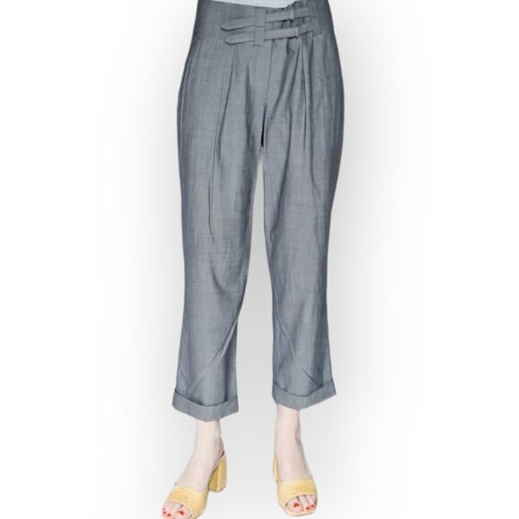 Brunello Cucinelli Grey Wool Asymmetrical Front Closure Pants 6 Neutral Modern - Picture 1 of 16